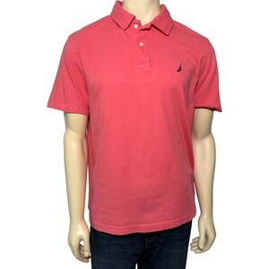 Nautica Mens XL Coral Pink Short Sleeve Cotton Polo Shirt J-Class Logo